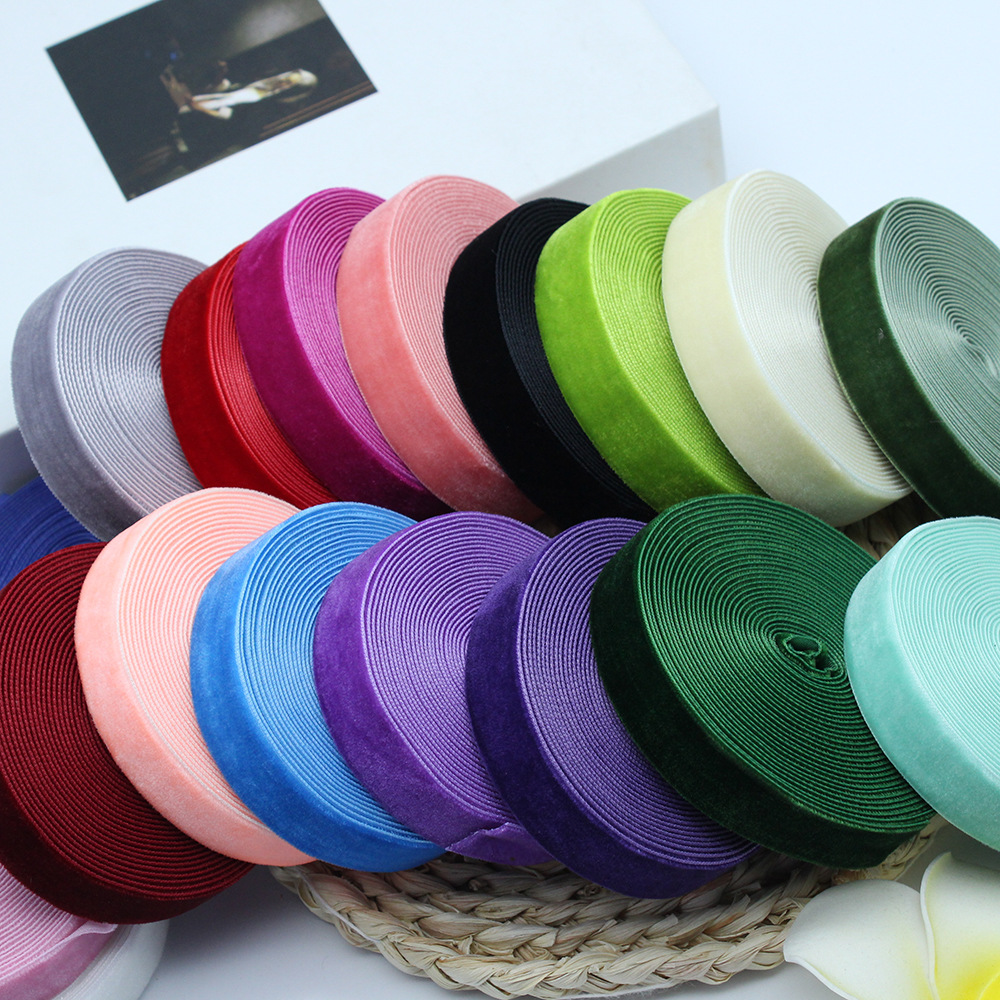 2cm unilateral banda de flocado ropa hecha a mano DIY accesorios, regalo de pastel embalaje de seda de terciopelo