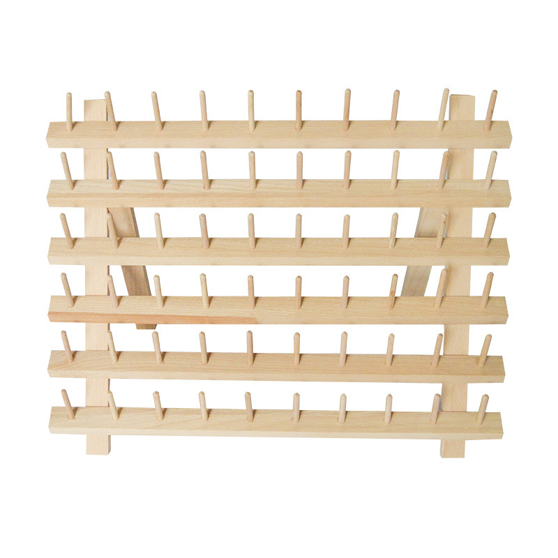 Wooden 60-Axis Thread Stand Foldableing Wooden Thread Organizer Spool Bracket Spool Sewing Thread Stand Wall-Mounted Sewing Thread Stand
