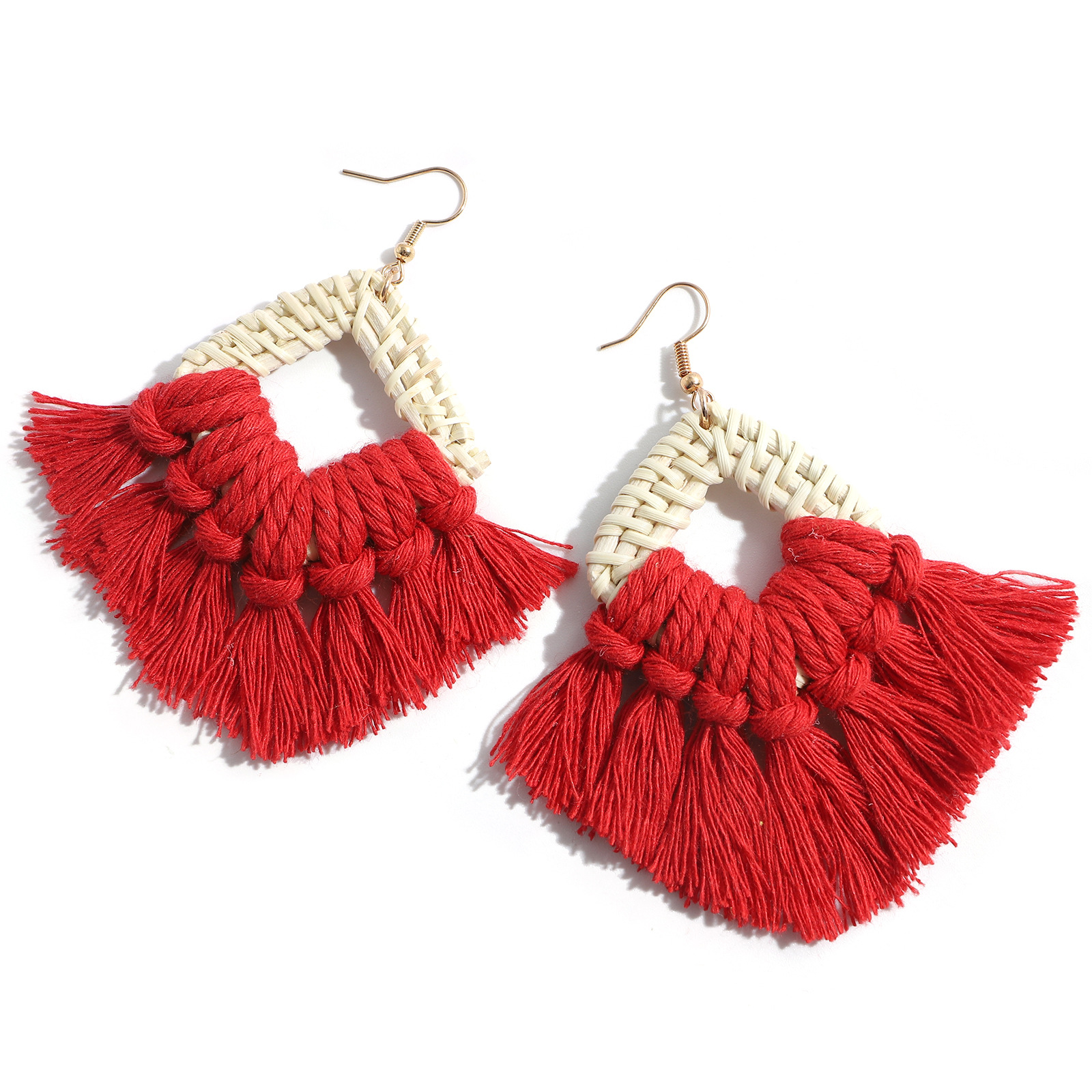 Casual Ethnic Style Geometric Cotton Thread Tassel Women's Drop Earrings 1 Pair display picture 8