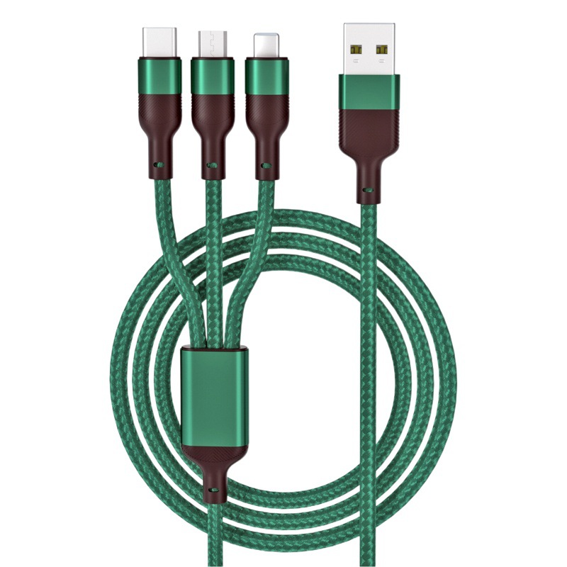 100w超速充データ線三合一6aフラッシュ充電印字ロゴ小プレゼント一引き三編み充電線