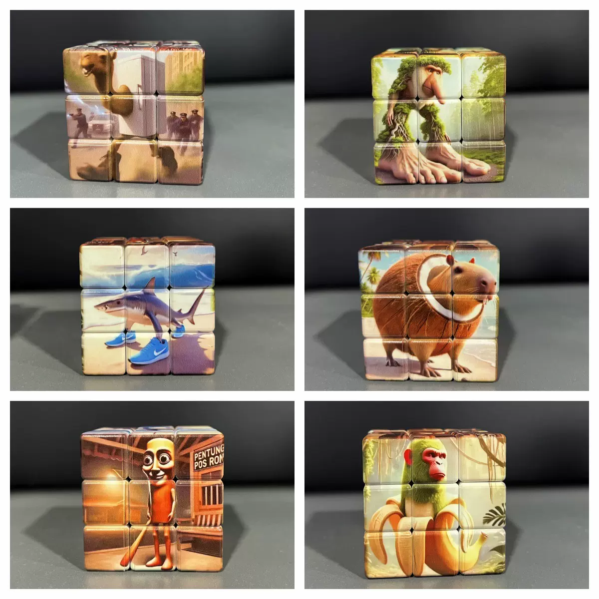 跨境Tiktok美国AI山海经三阶魔方木棍人通通穿鞋鲨鱼儿童益智玩具