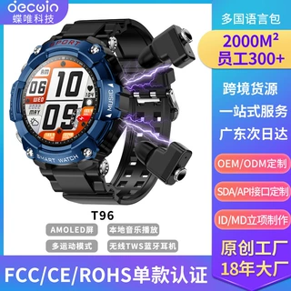 定制外贸跨境T96蓝牙耳机通话智能手表本地MP3多功能心率血压血氧
