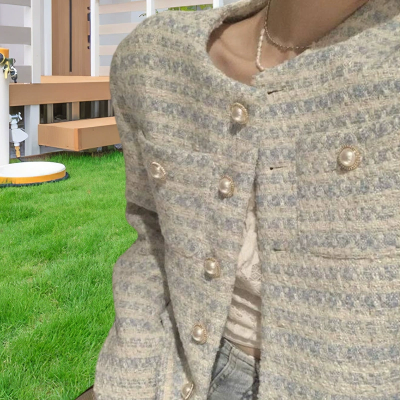 Короткая куртка, Алиэкспресс, Амазон, городской стиль, круглый ворот, стиль Chanel