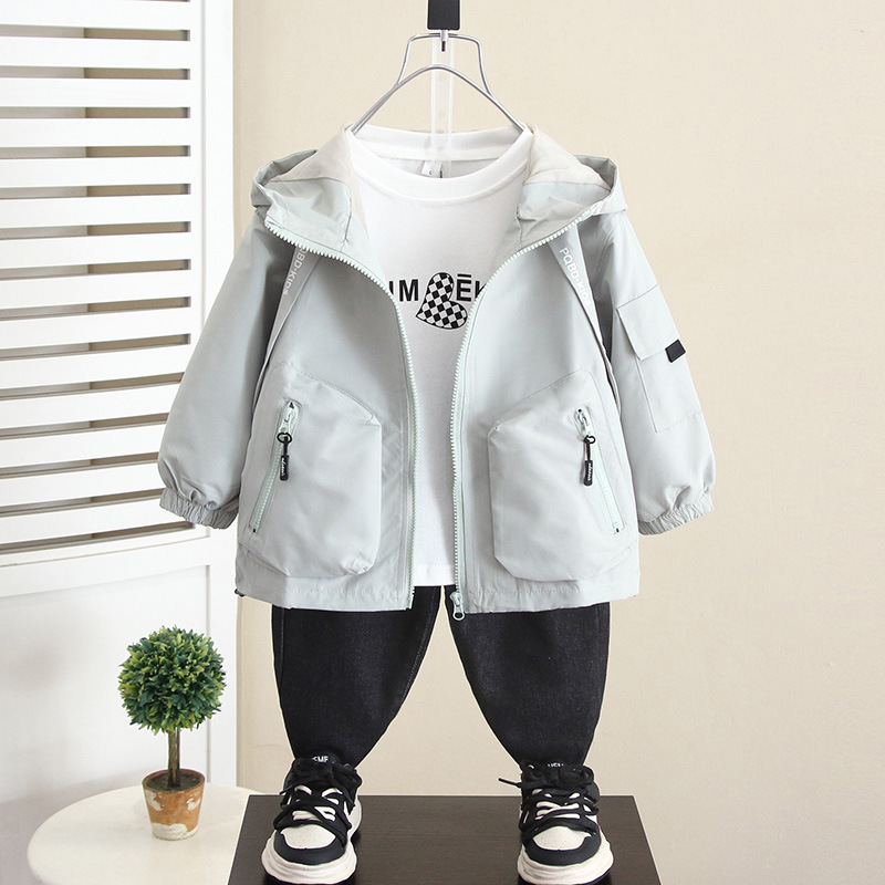 5902 Chaqueta de chaquetas para niños Primavera y otoño Top con capucha de estilo occidental para niños 2024 Nuevo estilo de moda de otoño para bebés