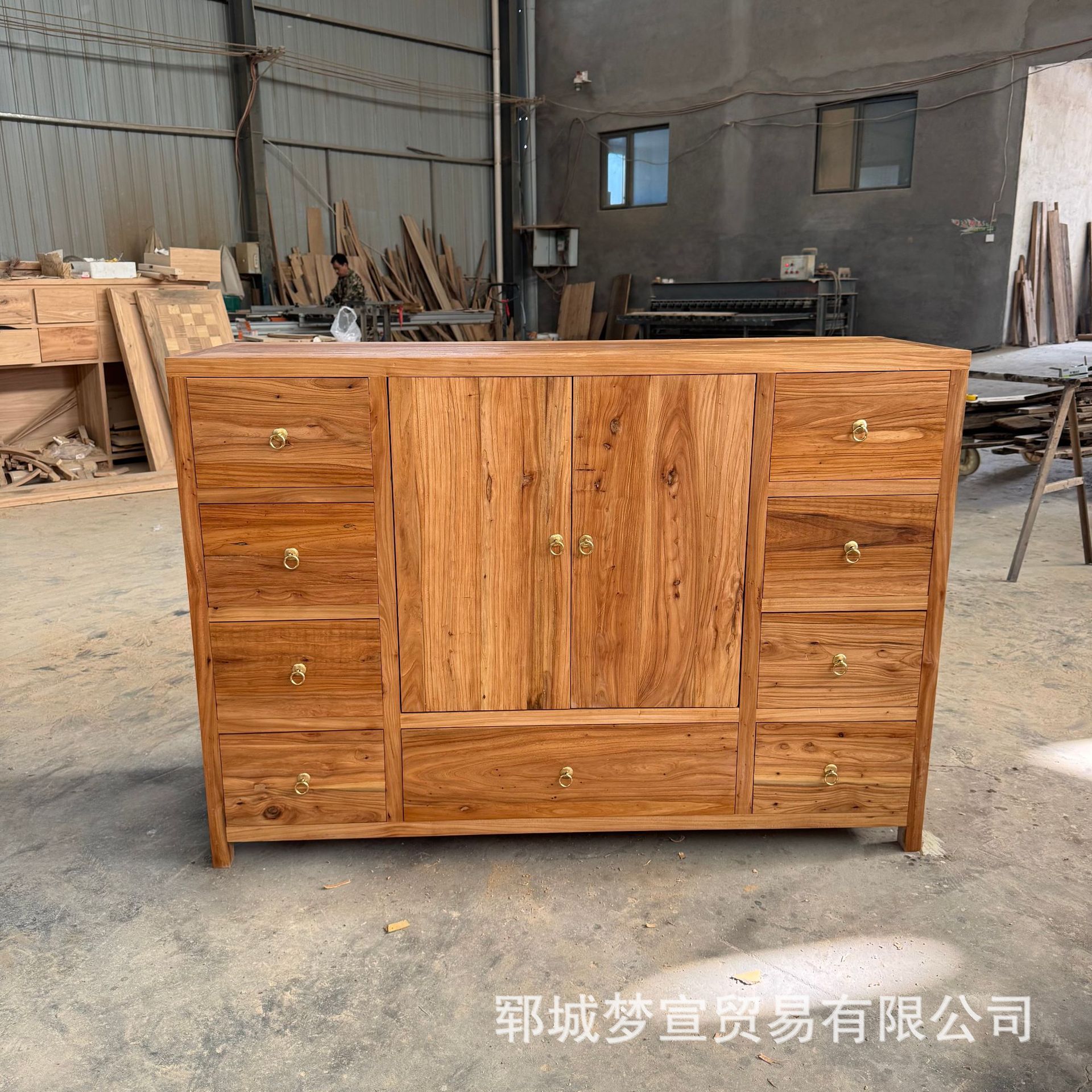 Old Elm Sideboard Living Room Old Door Panel Storage Cabinet Solid Wood Drawer-Type Cupboard Wall Storage Cabinet Tea Cabinet