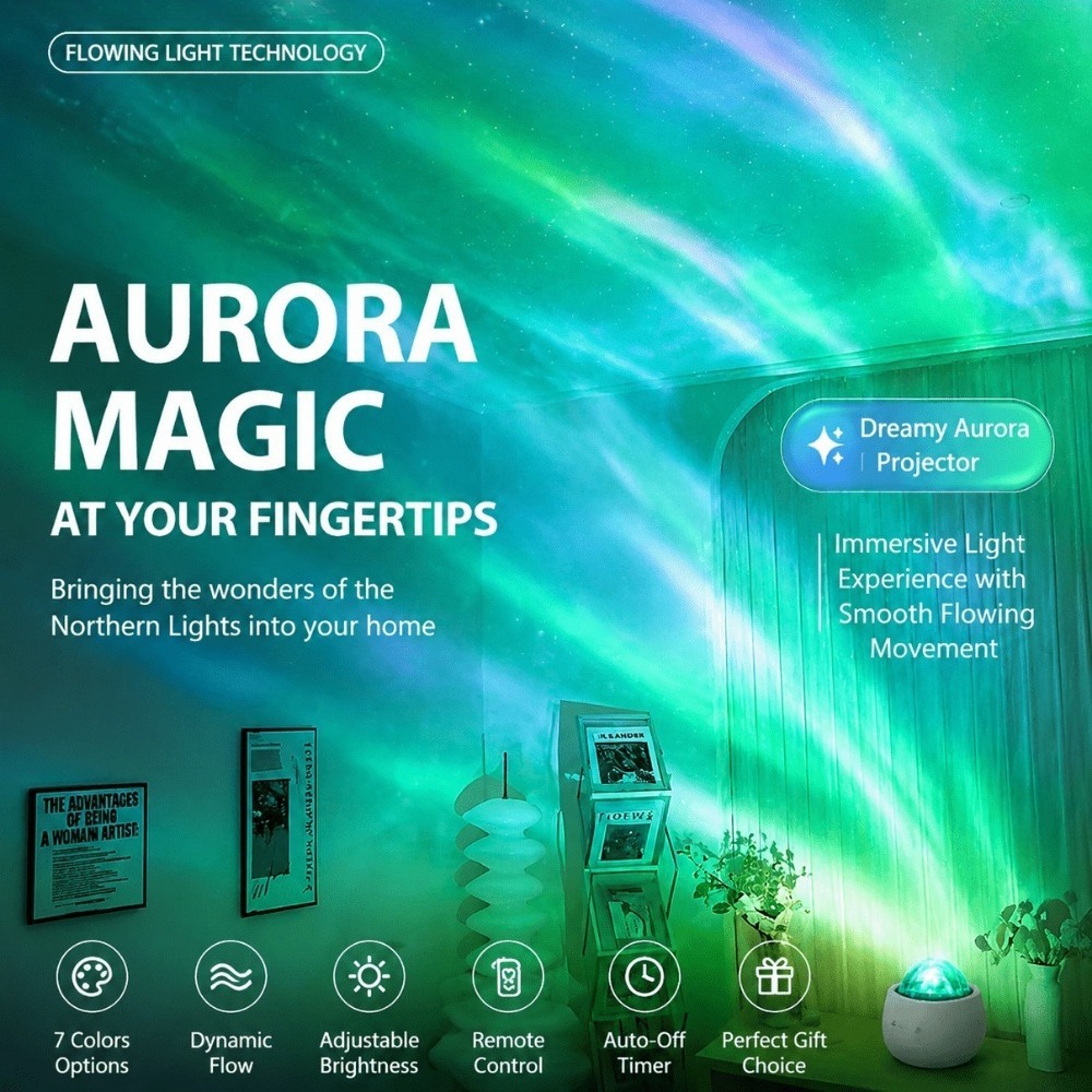 Lámpara de proyección de aurora ondulada de agua dinámica 16 colores Touch USB Night Light Temporizador Luz de atmósfera de aurora boreal