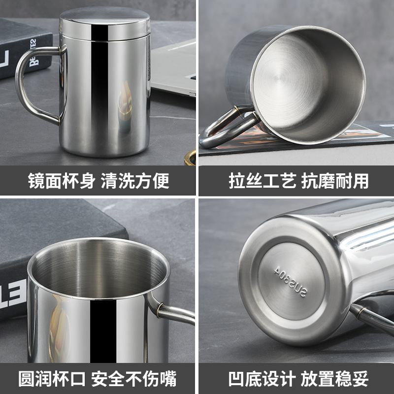 Kindergarten niños estudiante portátil taza de beber con tapa de doble capa de La Copa letras engrosada 304 de acero inoxidable taza de la Oficina