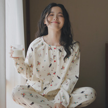 马戏团69-春秋全棉磨毛绒布睡衣女士长袖卡通家居服纯棉套装大码