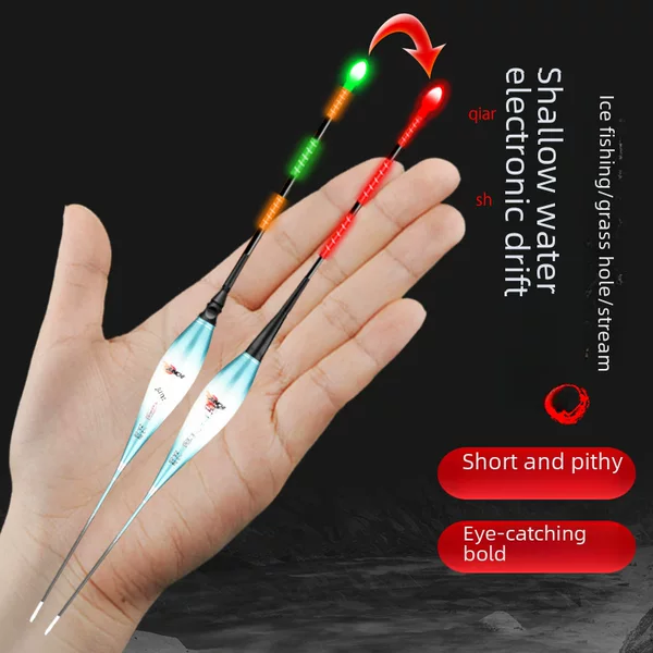 Shallow Water Digital Float for Night Fishing, Short Float for Day and Night, Bite Hook, Discoloration, Highly Sensitive, Luminous Float, Eye-Catching Crucian Carp Float