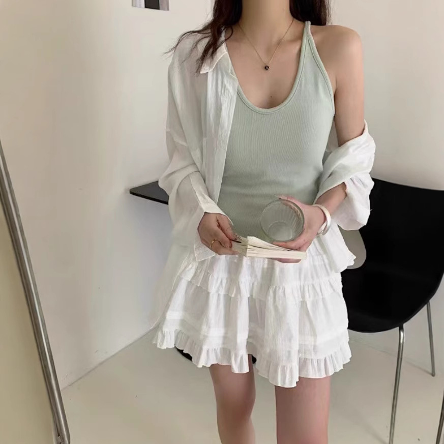 Nuan Xiaoaier 588-1 Spring/Summer New French Style Halter Neck Vest Sexy Strap with Chest Pad Beautiful Back Base Layer Suitable for Outerwear