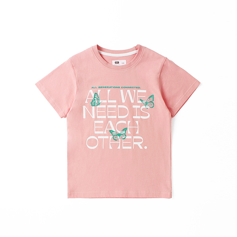 Ropa infantil de algodón de verano estilo coreano nueva camiseta de las niñas niños grandes brillo impreso transpirable superior bebé niñas de manga corta al por mayor