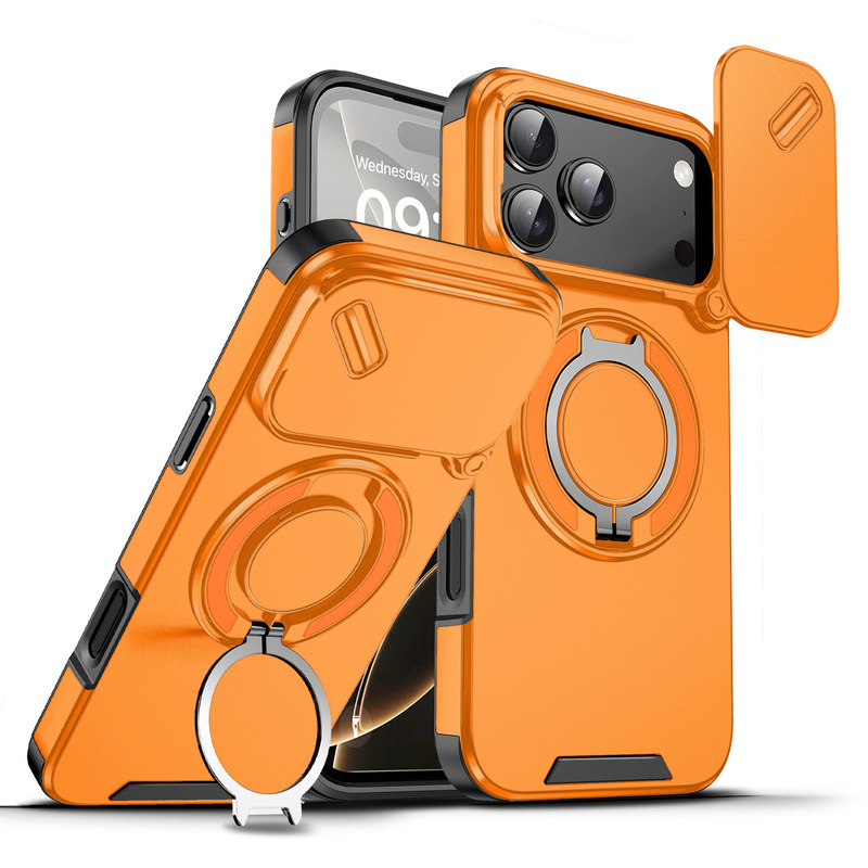 跨境适用iPhone17ProMax镜头推窗手机壳磁吸车载指环苹果16防摔壳|undefined