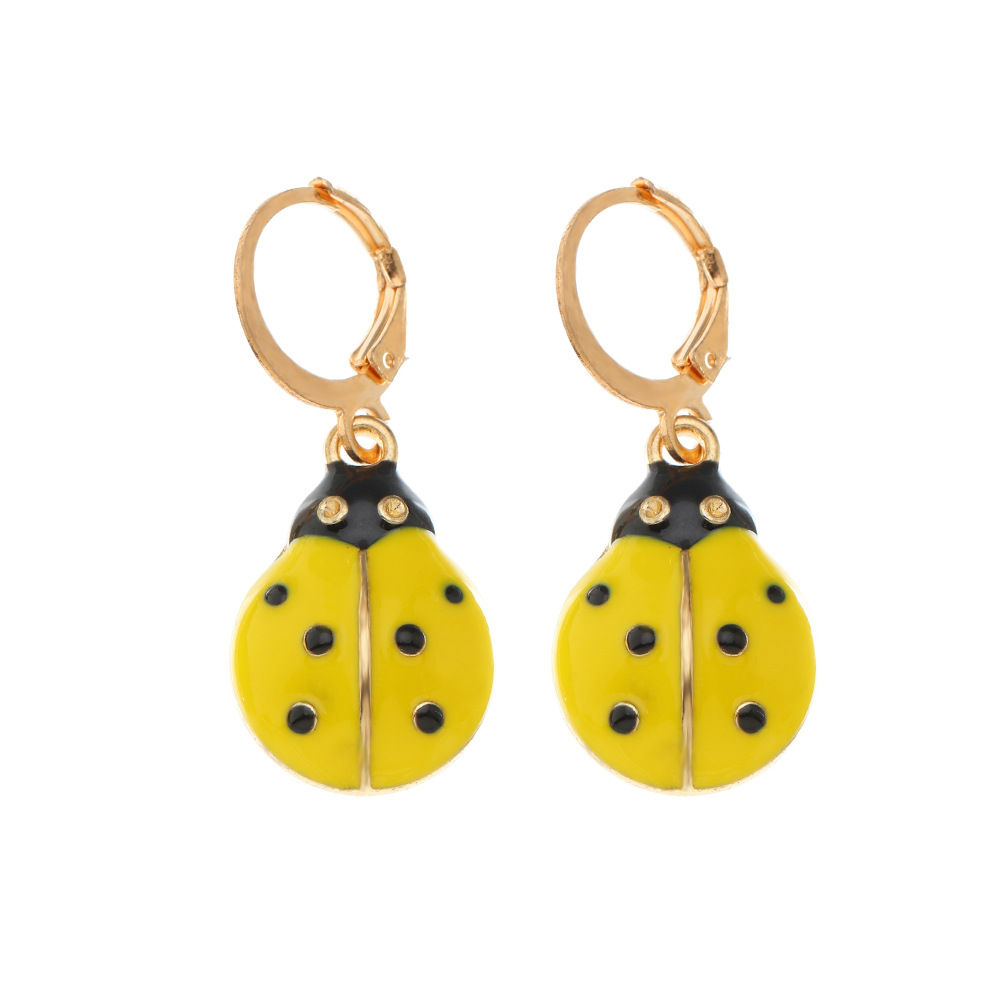 Cute Fashion Dripping Oil Retro Seven-star Ladybug Earrings display picture 9