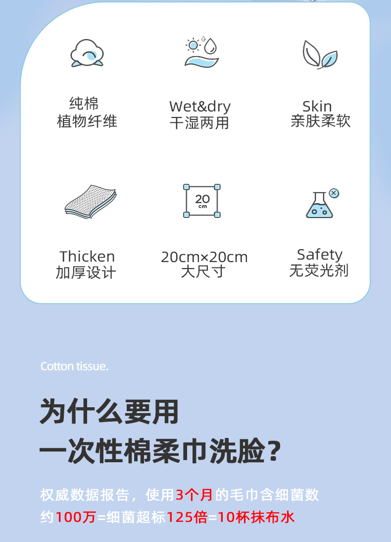 安瑞丝洗脸巾女一次性纯棉柔巾洁面巾抽取式干湿两用擦