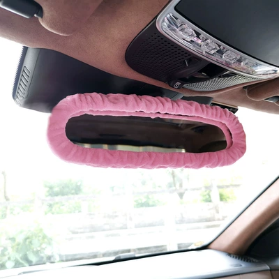 Cover, Roof Pull Glove: Sürətlər qutusu və əl tormozu başlıqları - pink-velvet-rearview-mirror-cover-maximum-circumference-is-about-76cm