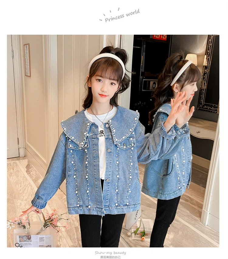 ice fishing coats Children's Clothes Girls Denim Jacket Fashion Style Hooded Tops Little Girls Spring and Autumn Tops Kids Jean Jackets for Girls denim jacket with fur