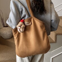 休闲秋冬百搭毛绒绒洋气少女大容量学生上课2025女式单肩手提包包