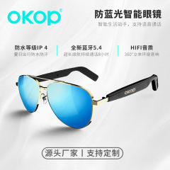 Y101跨境智能蓝牙眼镜防水防汗蓝牙耳机语音通话防蓝光空气传导