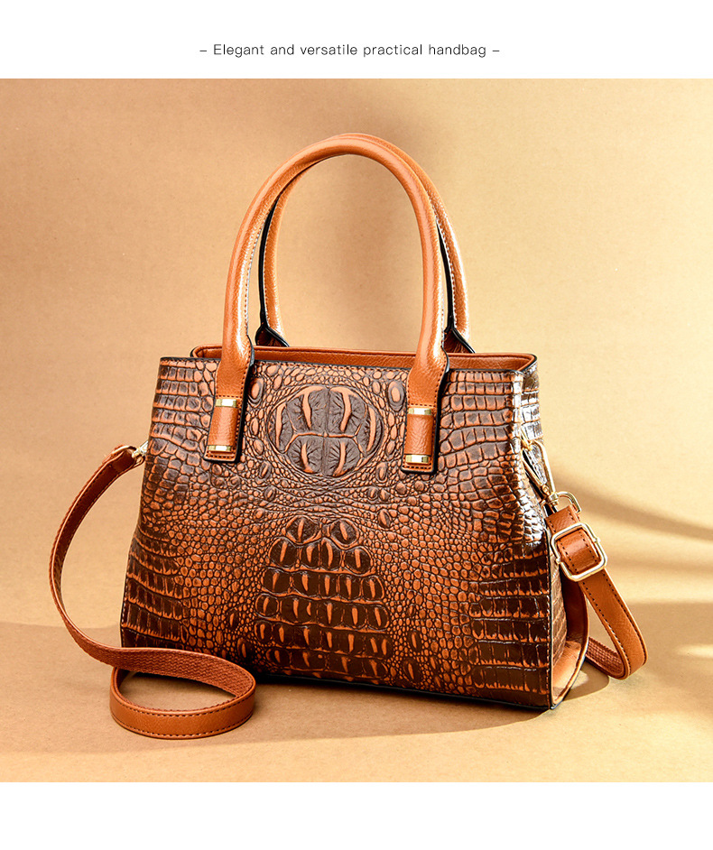 Elegant Crocodile Pattern Leather Handle Bag For Women_voghion.com