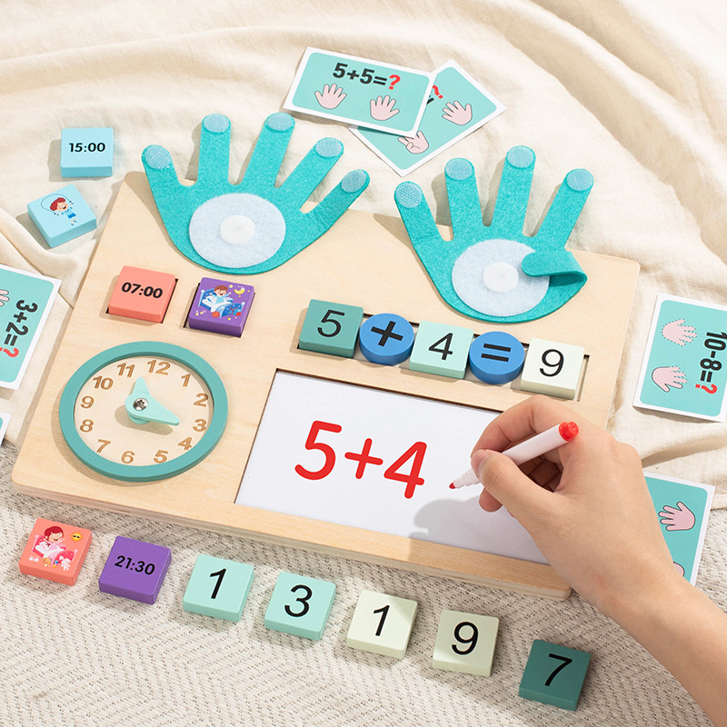 Instrucciones digitales Montessori para niños, aprendizaje de jardín de infantes, suma y resta, dedos, matemáticas, rompecabezas cognitivo, juguetes aritméticos