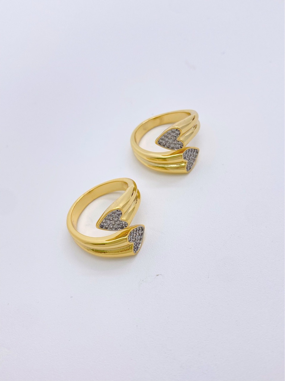 Casual, Daily Occasion Copper Material Wholesale Jewelry IG Style Geometric Leaves Heart Shape Copper Zircon 18K Gold Plated Mixed Metal Plating Inlay Open Rings