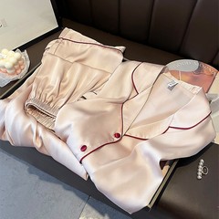 纯色真丝睡衣女春夏季长袖家居服感冬薄款桑蚕丝套装