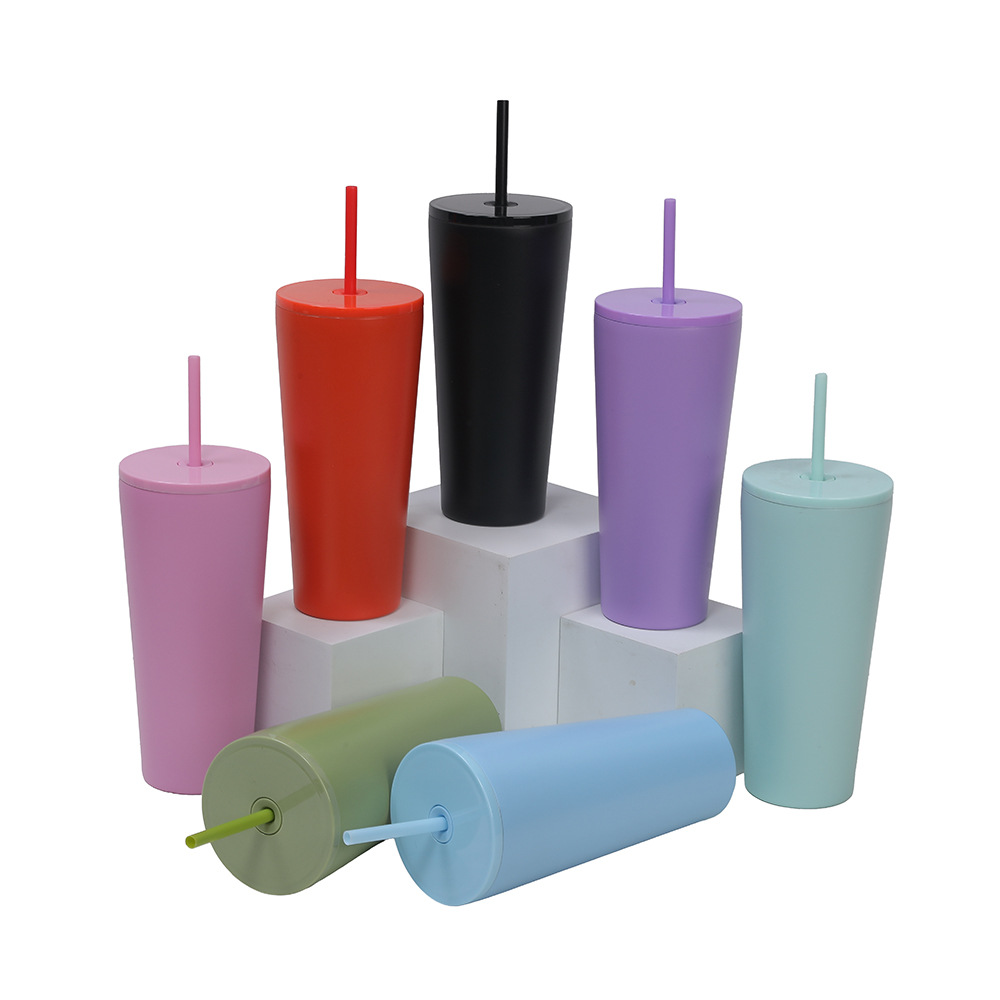 Nuevo producto transfronterizo de Amazon Taza de paja de aislamiento de acero inoxidable 304 Taza de agua de doble capa para niñas de gran capacidad y simple portátil