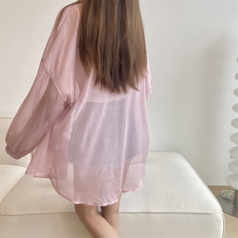 112g Weight Long Sleeve Sleeve Length Single Breasted Placket Type Shirtsleeve Sleeve Type Polyester, Chiffon Fabric Type Regular Top Length Cardigan Tops Type Holiday Occasion Shirt Collar Neckline Loose Fit Type Solid Color Pattern Summer, Spring Season Women's Gender Casual Style Wholesale Women's Casual Solid Color Long Sleeve Blouses 41