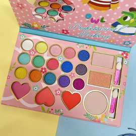 外贸跨境可爱卡通猫头鹰图片21色眼影高光腮红多功能眼影盘彩妆盘