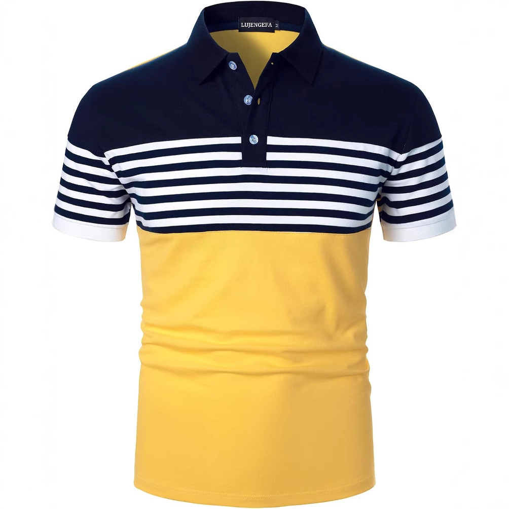 Amazon Men's Polo Shirt Long Sleeve/Short Sleeve Striped Casual Slim Fit Golf Polo Shirt