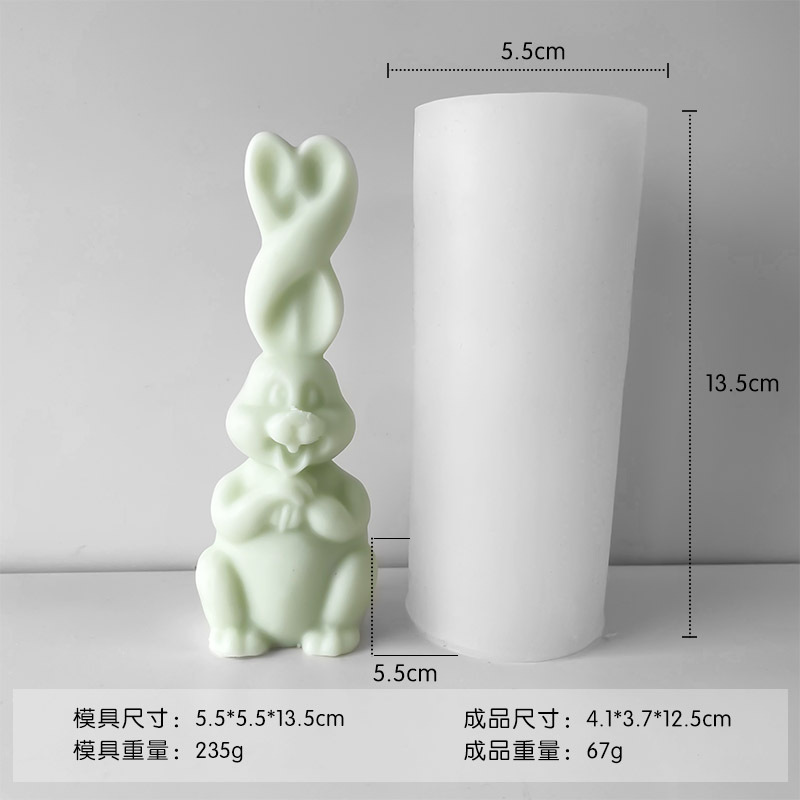 Giro tridimensional conejo vela molde de silicona DIY conejo aromaterapia vela yeso jabón hecho a mano fragancia piedra herramienta de molienda