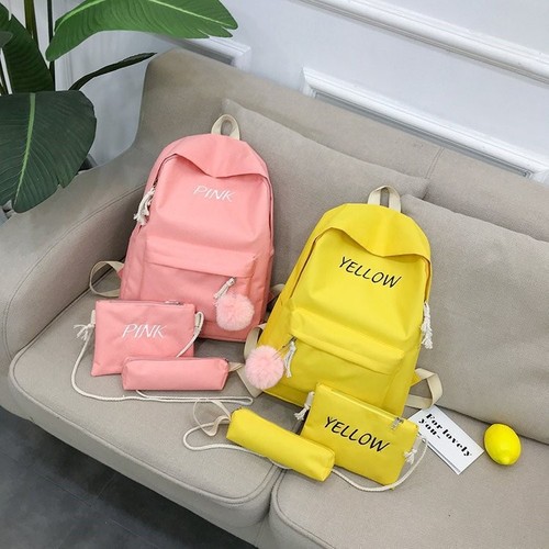 Three-Piece Set Backpack Korean Style Dual-Shoulder Bag Fashion Student Bookbag Large Capacity Unisex Travel Bag