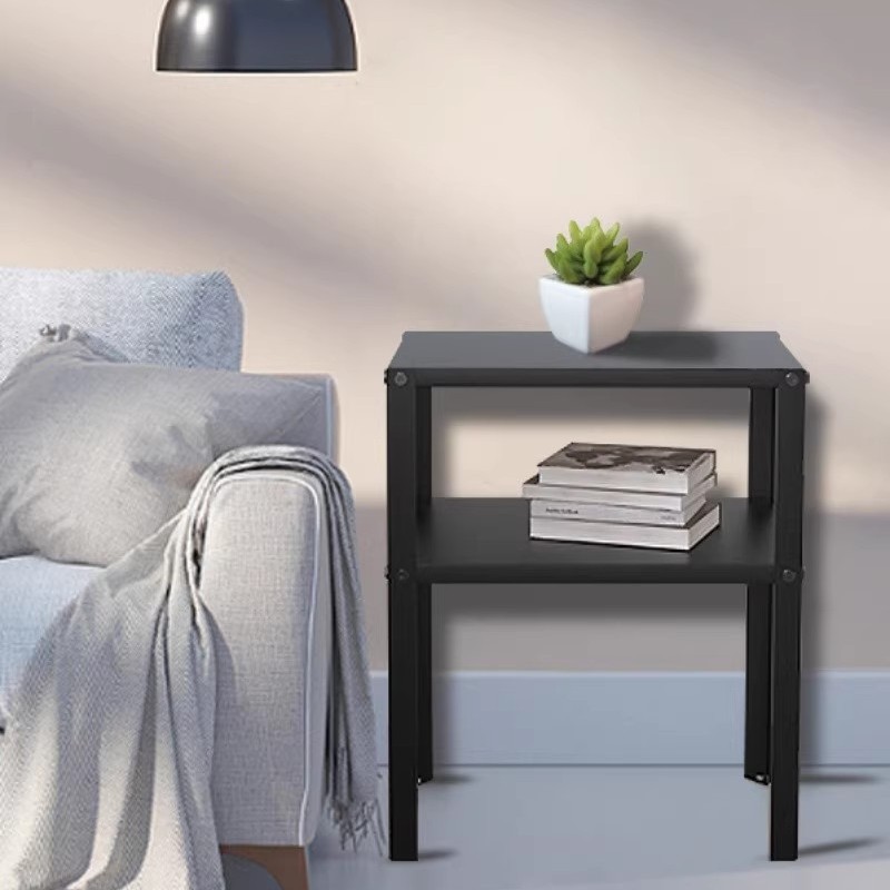 置物架床头桌欧式床头柜铁艺边几角几收纳架现代家用小户型边柜|ru