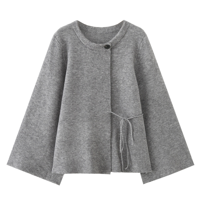 2025 Autum Ins Women's Kimono Style Knitted Slit Sleeve Sweater 6866