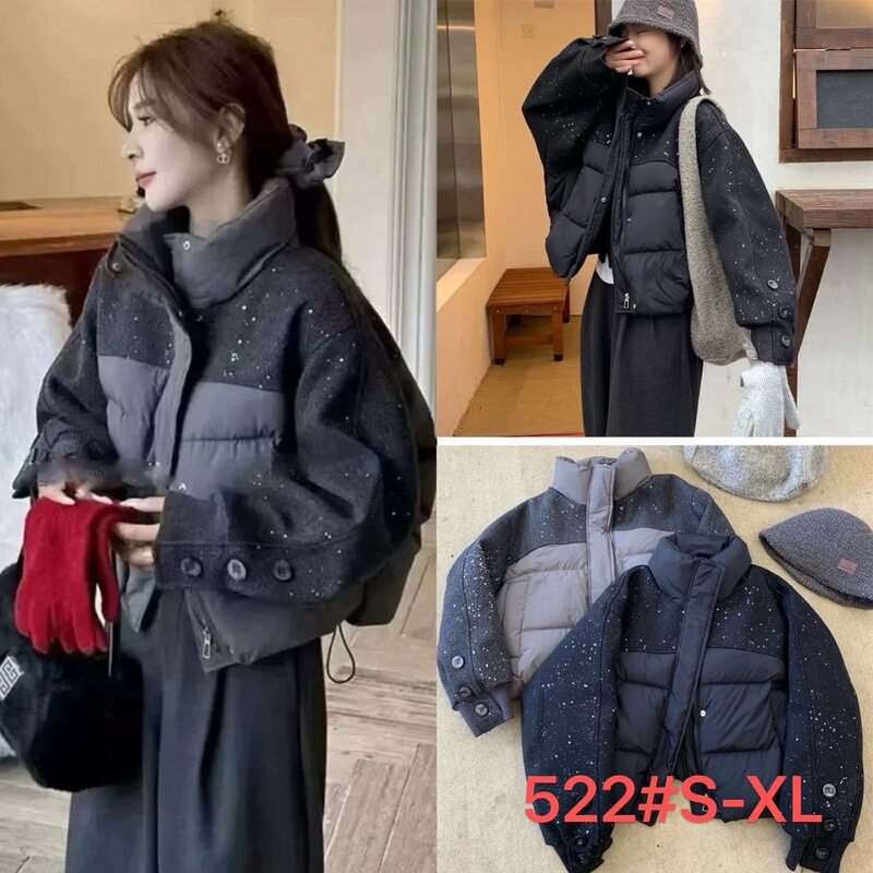 Chanel-Style Sequin Fashion Short down Cotton Jacket for Women 2025 Winter New Stylish Spliced Warm Cotton Coat Trendy