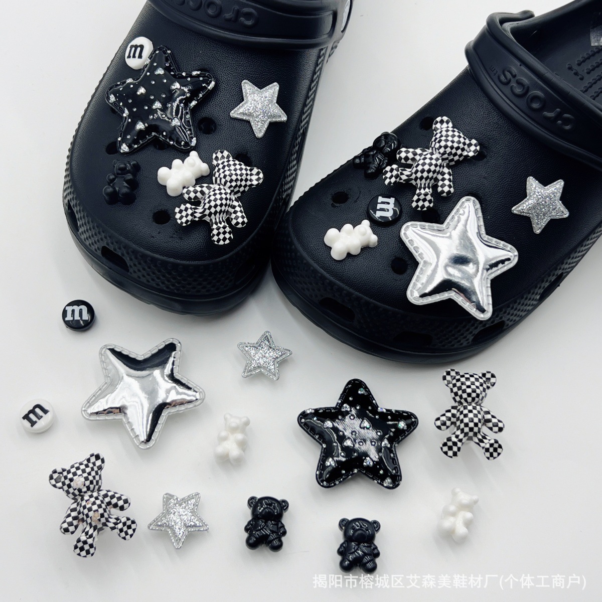 Estrellas plateadas ajuste agujero agujero perdido zapatos decorativos accesorios DIY extraíbles accesorios de flores hebillas de zapatos accesorios tridimensionales