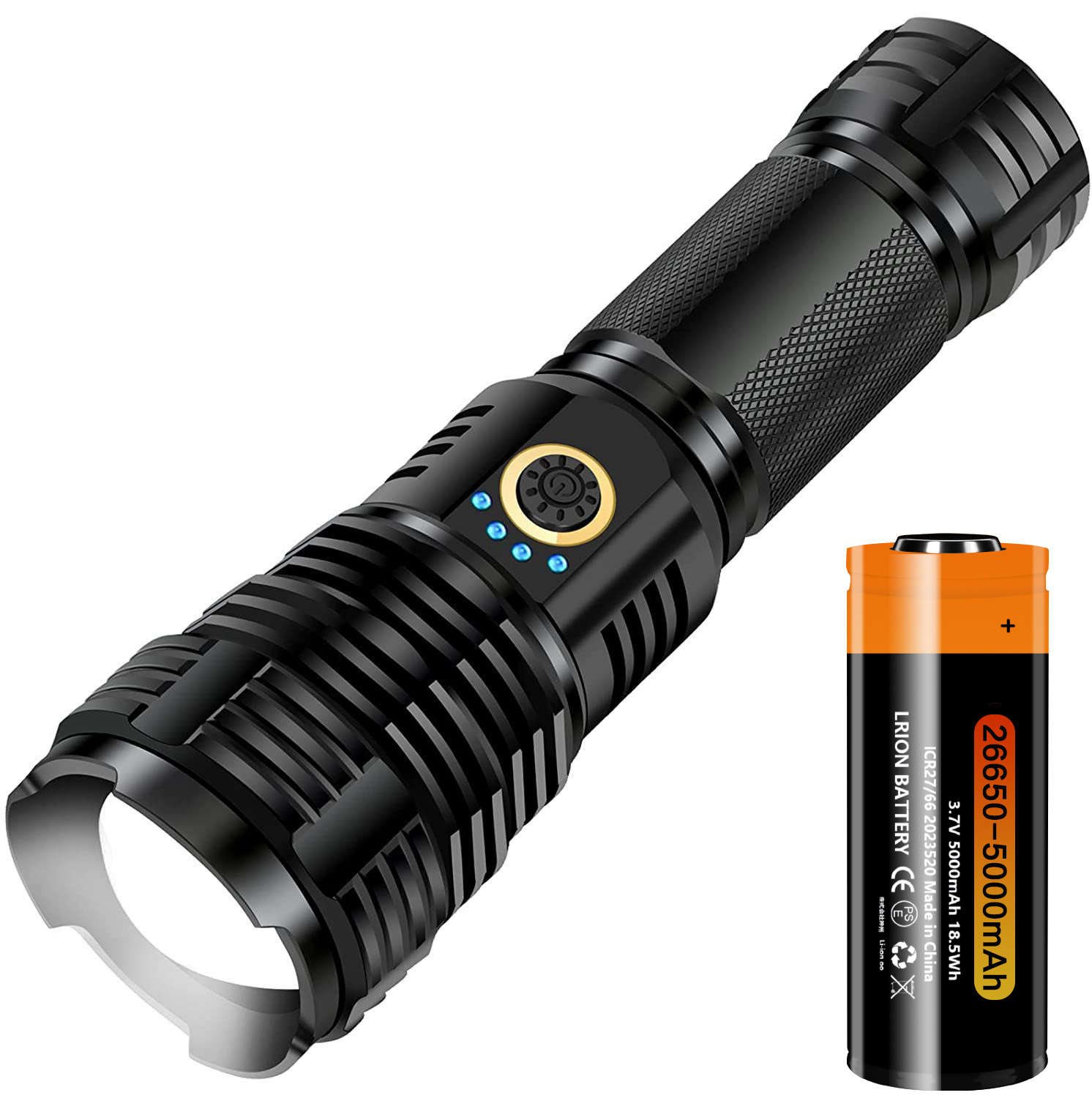 SD03A 손전등(전자 디스플레이) + 26650 배터리 + 일반 포장