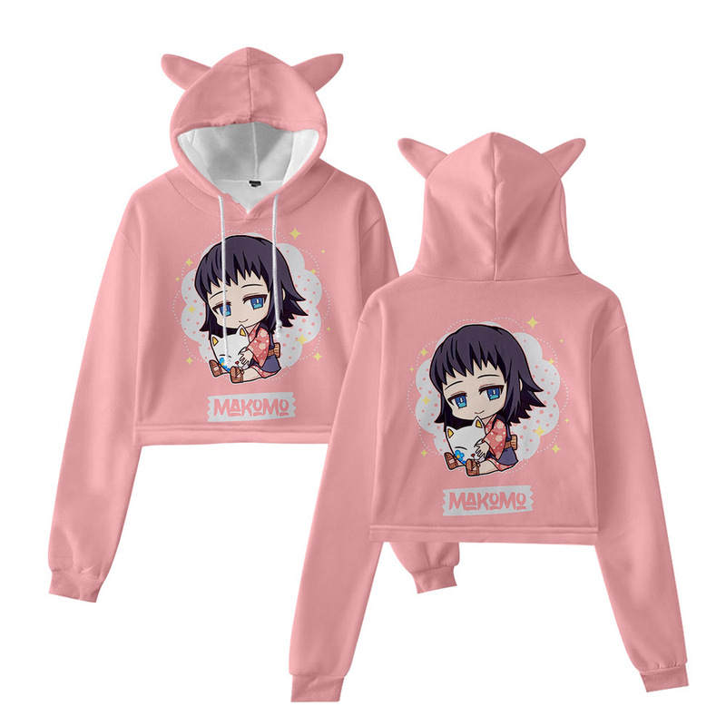 2025 New Short Sweatshirt Long Sleeve Blade Character Suit 3D Digital Printed Cat Ear Sweatshirt Girls Jacket