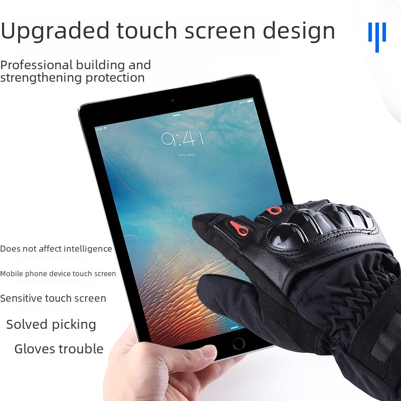 Motorcycle Riding Gloves Winter Motorcycle Gloves Long Finger Windproof Warm Waterproof Drop-resistant Racing Knight Gloves for Men_voghion.com