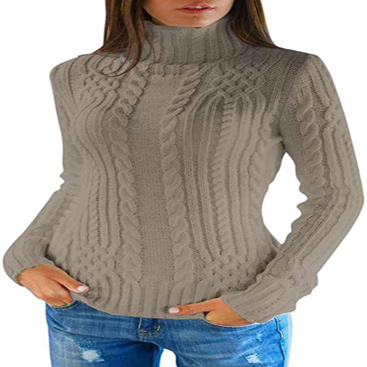 Suéter de Moda para Mujer, Cuello Alto, Ajustado, Otoño-Invierno 2024, Nuevo en Amazon y eBay, Comercio Electrónico Transfronterizo