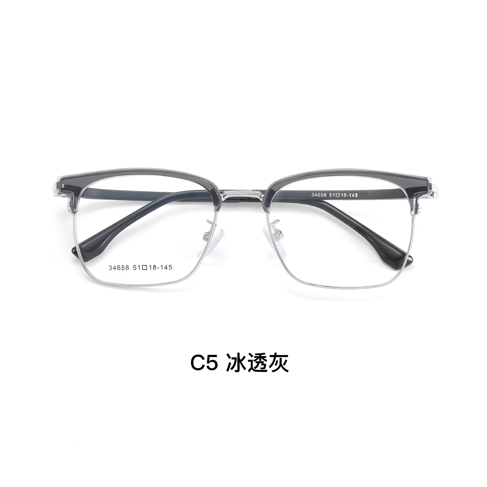 ChaoMen hielo permeable gris ocio de negocio aleación ceja marco de gafas de plástico elástico pierna de acero antialérgico Danyang lote de gafas