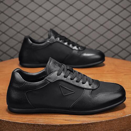 2025 Summer Soft Leather Sneakers Fashion Trend Low-top Versatile Solid Color Casual Outdoor Youth Men's Trendy Shoes