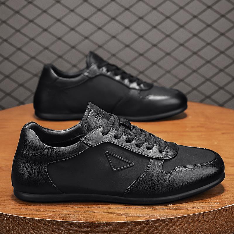 2025 Summer New Soft Leather Shoes Fashion Trendy Low-Top Versatile Solid Color Casual Outdoor Young Men's Trendy Shoes