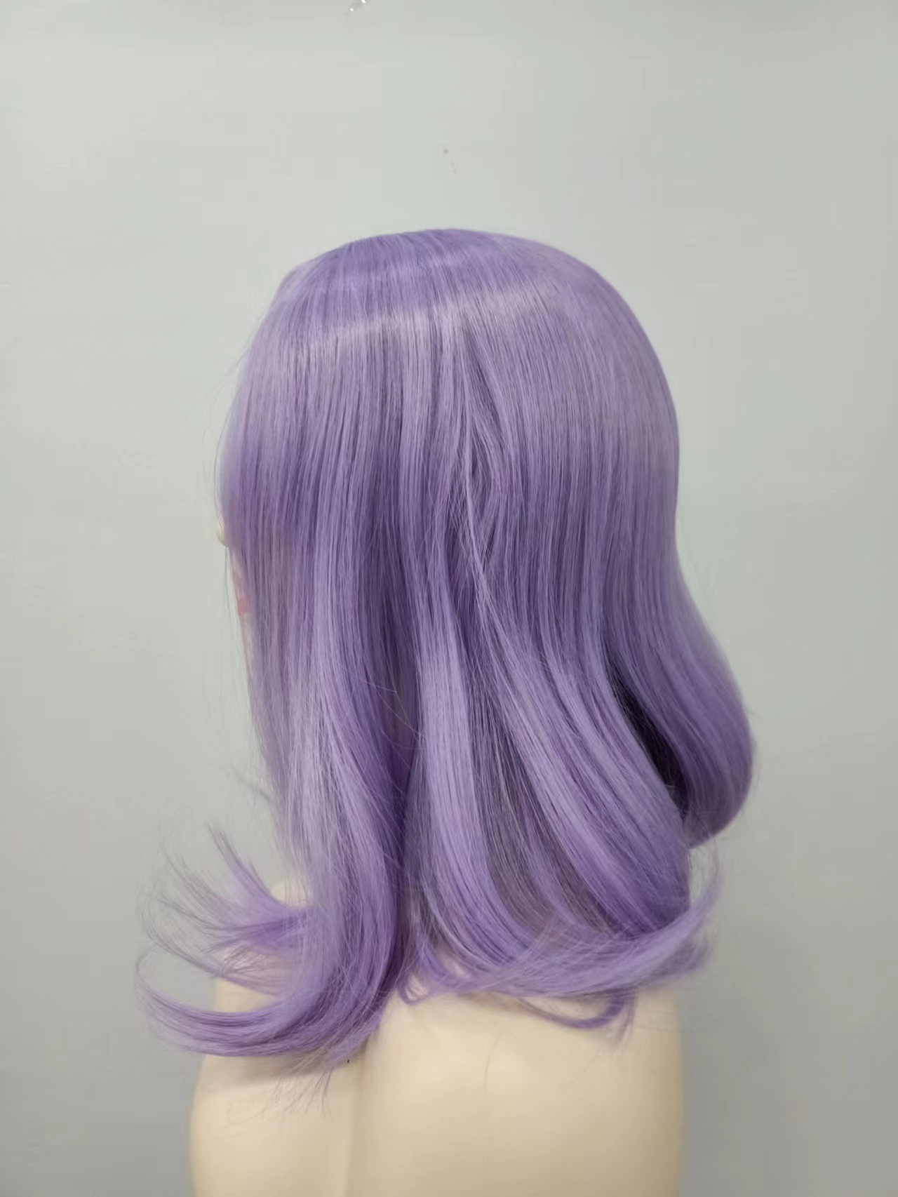 Peluca de fibra química al por mayor, peluca morada corta de seda de alta temperatura, mecanismo completo