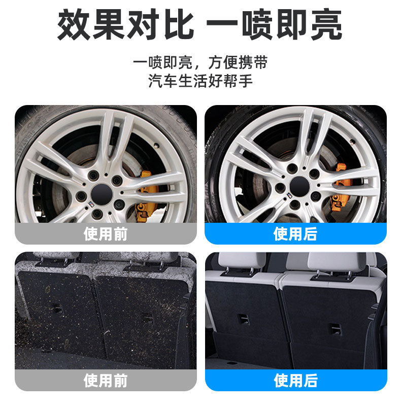 Car Tire Wax Decontamination, Polishing and Brightening Cleaning Agent, Anti-Aging, Blackening and Durable Maintenance Tire Foam Brightener