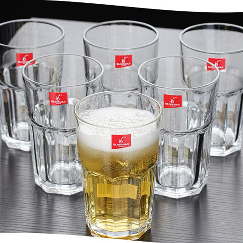 Lizun taza de cerveza de vidrio recta taza de té taza de bebida taza de cristal octogonal taza de agua copa de vino blanco