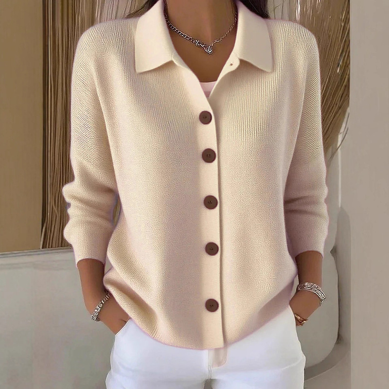 2026 European and American Cross-Border Buttoned Knitted Lapel Sweater Cardigan Jacket Autumn and Winter New Solid Color Casual Fashion Women's Clothing 2026 European and American Cross-Border Buttoned Knitted Lapel Sweater Cardigan Jacket Autumn and Winter New Solid Color Casual Fashion Women's Clothing