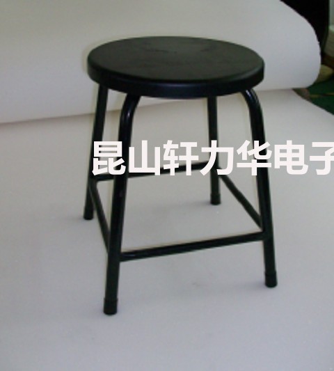 Anti-Static Round Stool with Four Reinforced Legs, Black Plastic with Four Iron Tubes, 450mm Chair