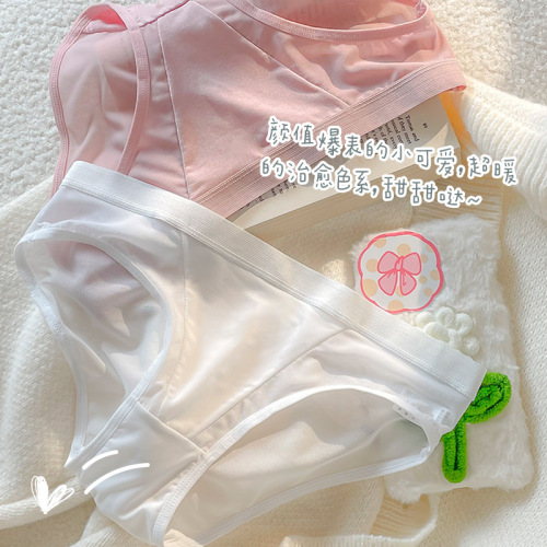 Japanese-style Lolita Japanese comfort seamless mesh breathable sexy lace-up low-rise pure cotton thong underwear for women