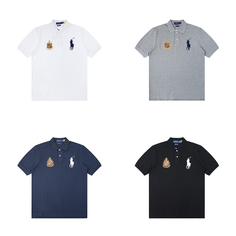 Cross-Border Qr Code Scannable Rl Ralph Lauren Malaysia Crown Club Emblem Embroidered Lapel Polo Shirt T-Shirt Short Sleeve